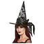 Smiffy's Heksenhoed Deluxe Sequin - zwart/zilver met satijnen strik
