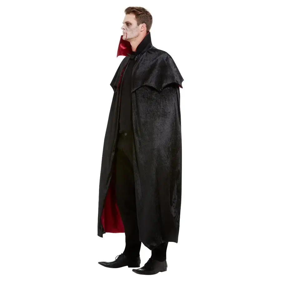 Deluxe Vampire Cape, Black, Velour with Red Lining-2