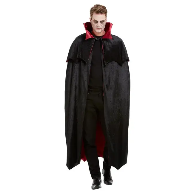 Deluxe Vampire Cape, Black, Velour with Red Lining