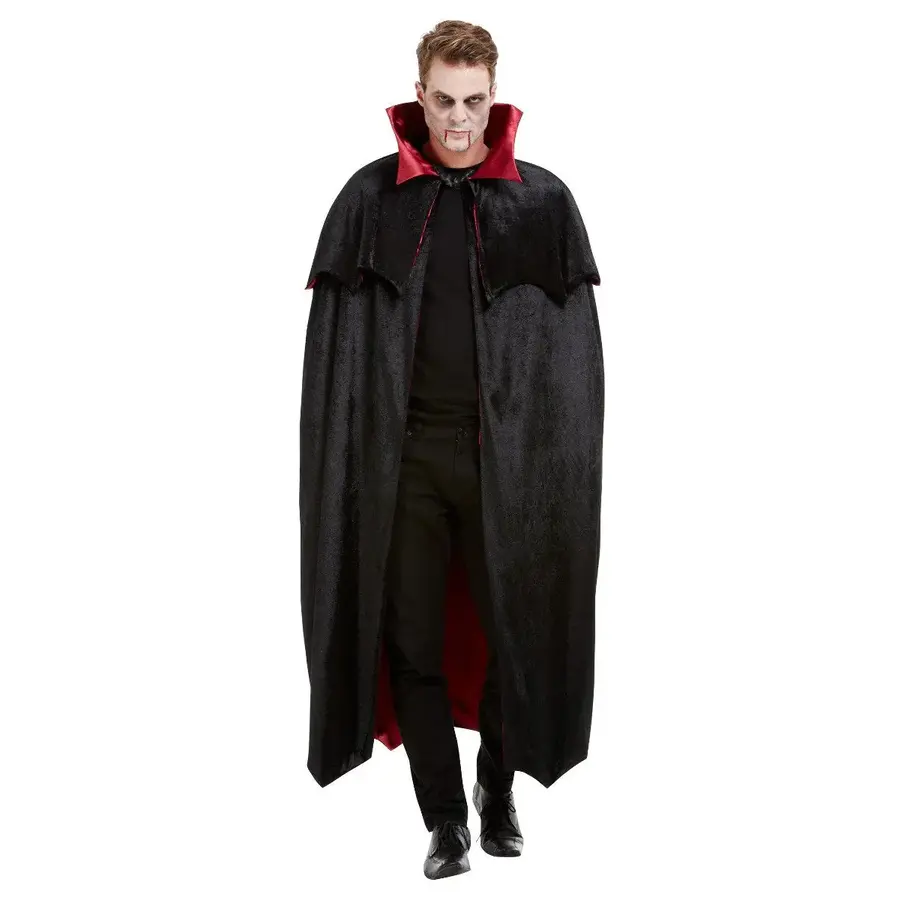 Deluxe Vampire Cape, Black, Velour with Red Lining-3
