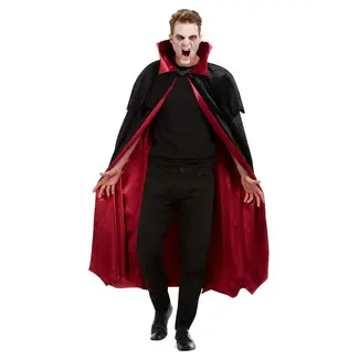 Smiffy's Deluxe Vampire Cape, Black, Velour with Red Lining