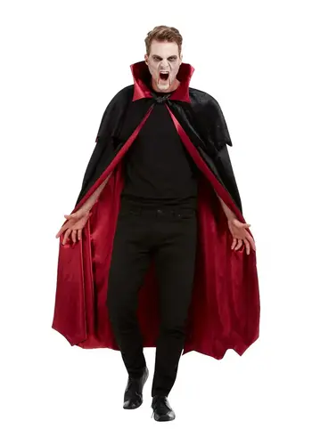 Deluxe Vampire Cape, Black, Velour with Red Lining 