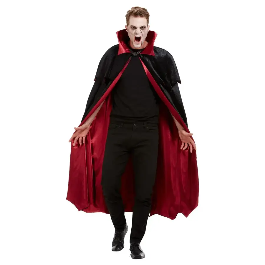 Deluxe Vampire Cape, Black, Velour with Red Lining-1