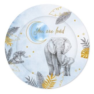 Haza-Witbaard Bordjes Baby Safari Blue ’You are loved’ - 18cm - 8st