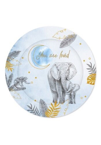 Bordjes Baby Safari Blue ’You are loved’ - 18cm - 8st 