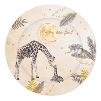 Haza-Witbaard Bordjes Baby Safari Uni ’You are loved’ - 18cm - 8st