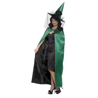 Smiffy's Deluxe Omkeerbare Heksencape - Groen & Zwart Smiffy's Deluxe Omkeerbare Heksencape - Groen & Zwart