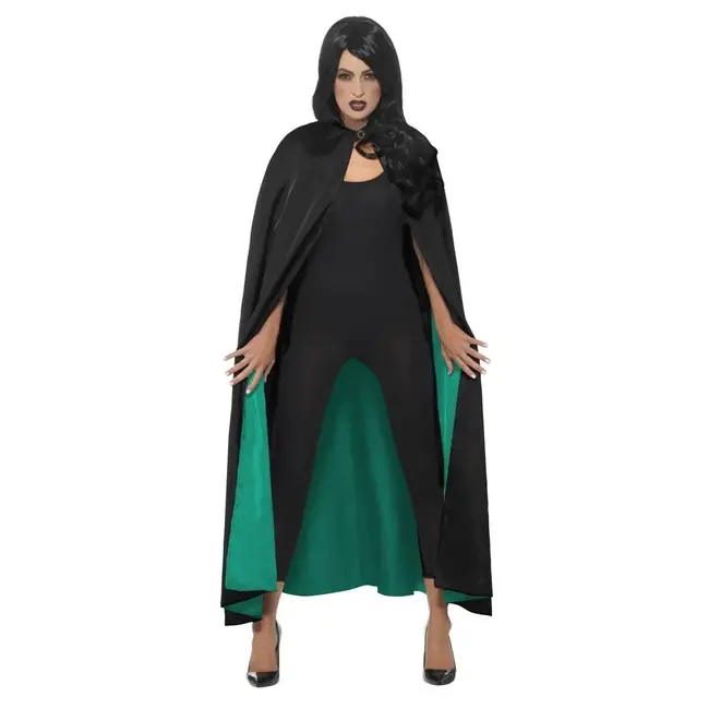 Deluxe Omkeerbare Heksencape - Groen & Zwart