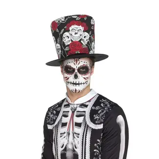 Smiffy's Day of the Dead Skull & Rose Hoge Hoed