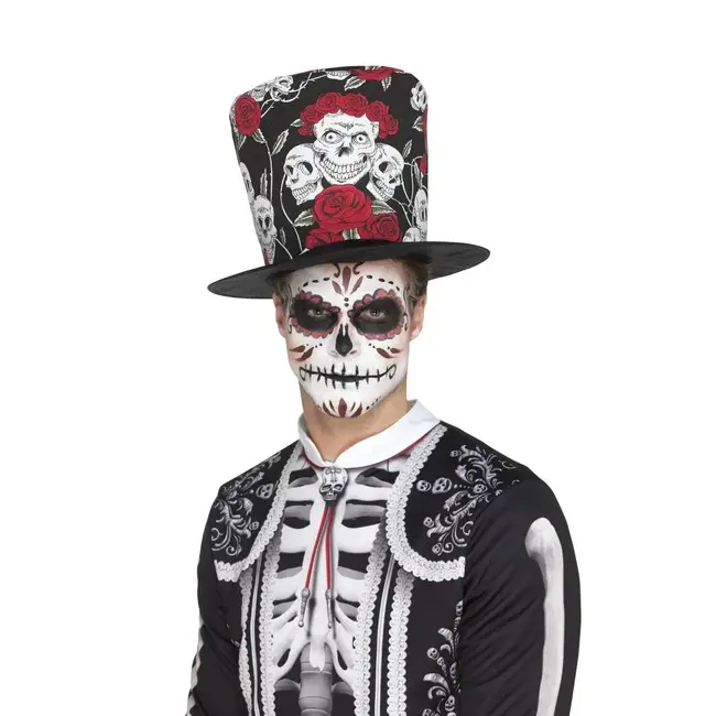 Day of the Dead Skull & Rose Hoge Hoed