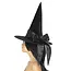 Smiffy's Deluxe Heksenhoed - Zwart met Zwarte Strik