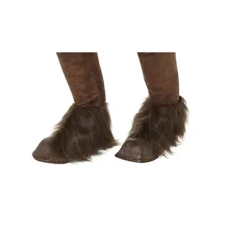 Smiffy's Beast / Krampus Demon Hoefschoenovertrekken - Bruin - Latex met Bont