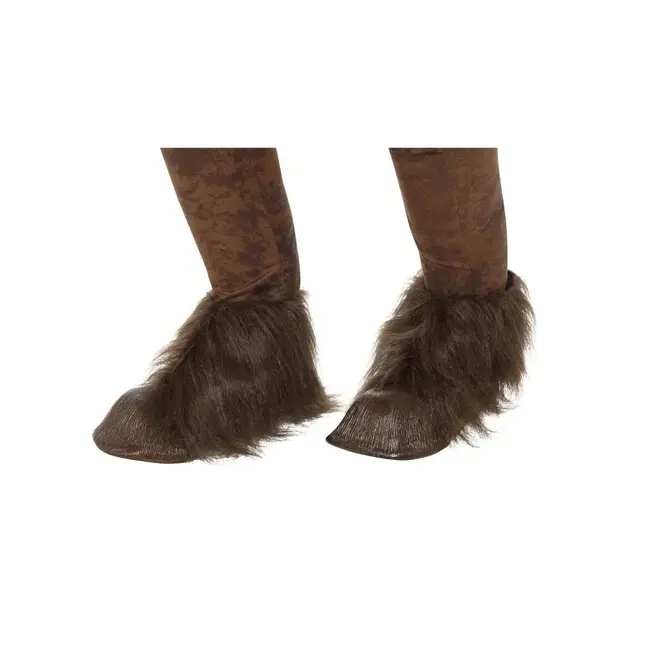 Beast / Krampus Demon Hoefschoenovertrekken - Bruin - Latex met Bont