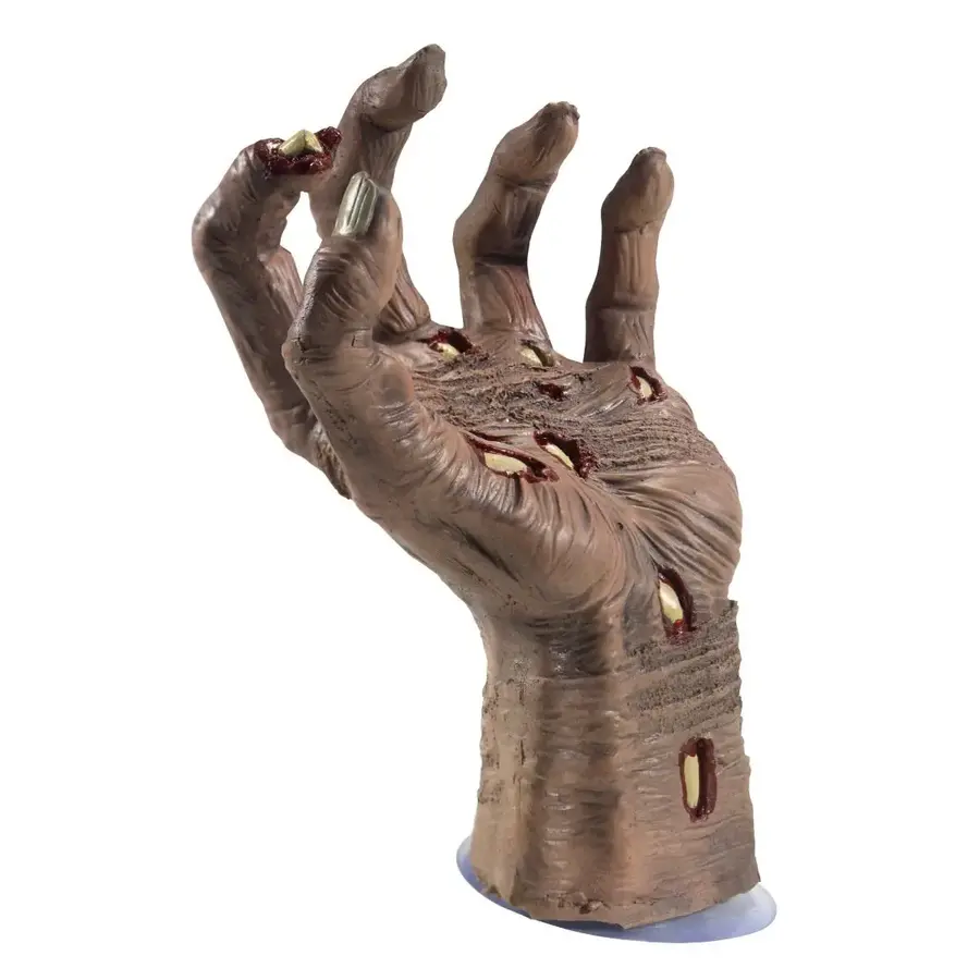 Latex Rotting Zombie Hand Prop - met zuignap - 21x10cm-1