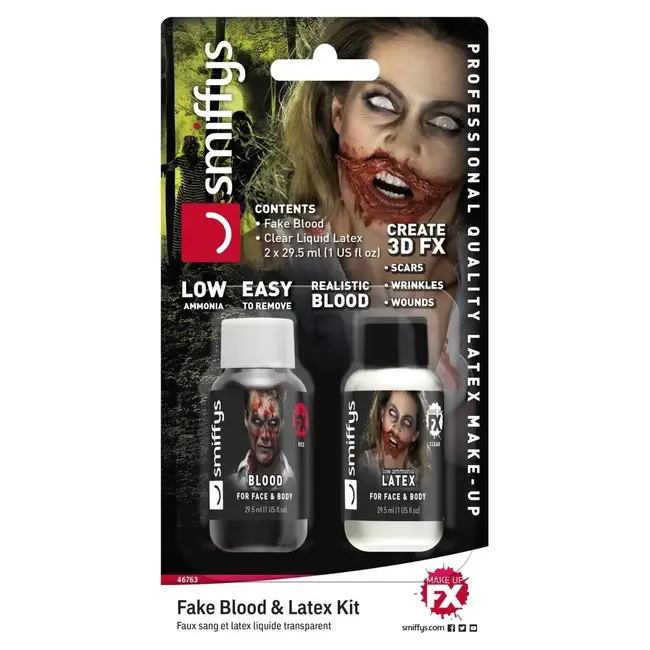 Make-Up FX Latex set - Latex & nepbloed - 29,57 ml
