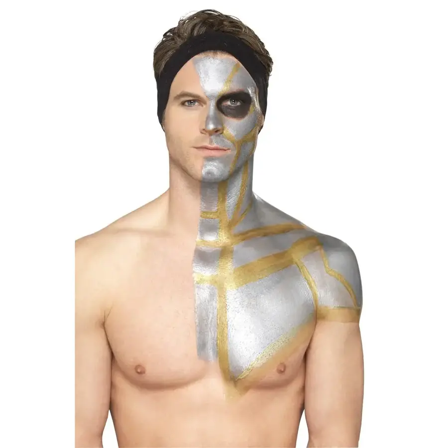 Metallic Liquid Latex Kit, Gold & Silver Face/Body Paints & 2 Sponsjes - 29.57ml-3