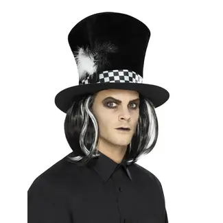 Smiffy's Dark Tea Party Top Hat - Black with Hair