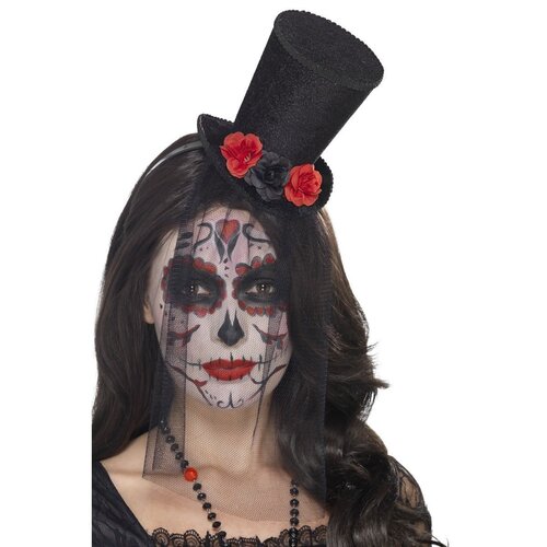 Day of the Dead Mini Top Hat op haarband 