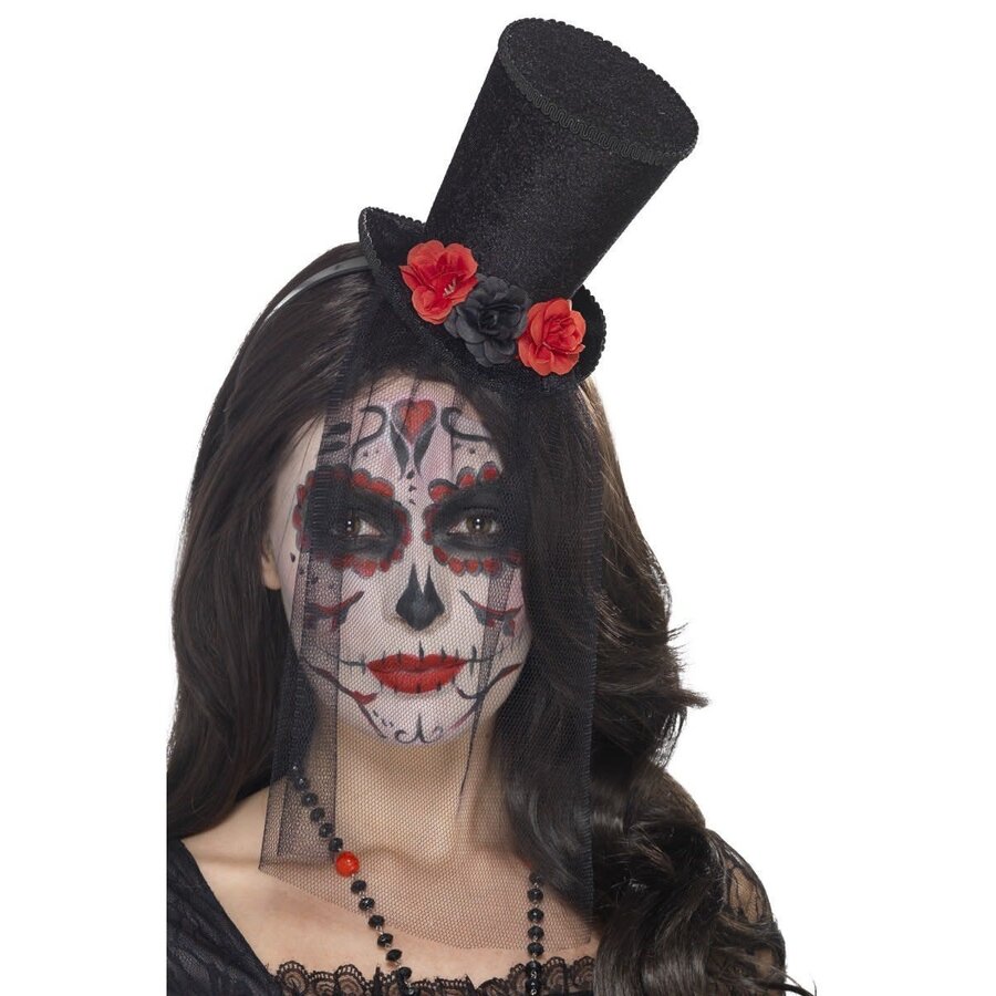 Day of the Dead Mini Top Hat op haarband-1