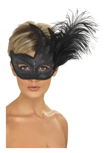 Ornate Colombina Feather Mask 