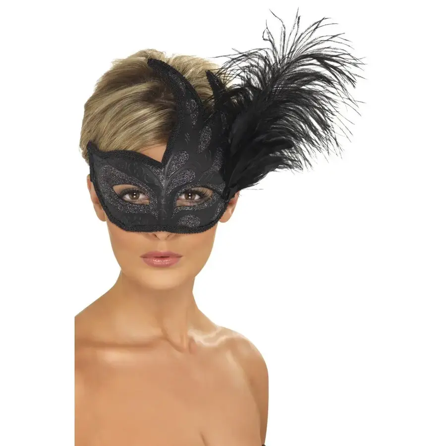 Ornate Colombina Feather Mask-1