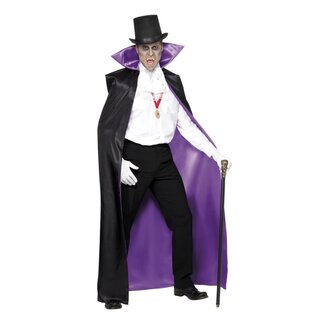 Smiffy's Count Reversible Cape - Zwart - with Large Collar
