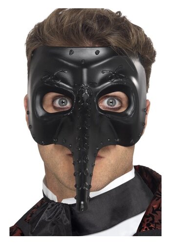 Venetian Gothic Capitano Mask - Zwart 
