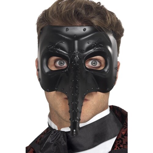 Venetian Gothic Capitano Mask - Zwart 