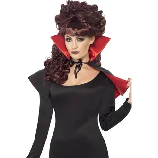 Smiffy's Mini Vampier Cape met Hoge Kraag - Zwart & Rood