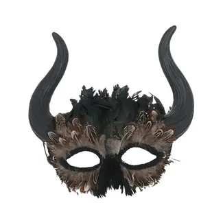 Smiffy's Feathered Venetian Horned Mask