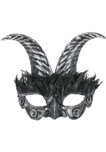 Silver Masquerade Horned Mask 