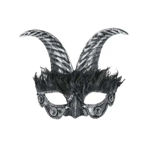 Silver Masquerade Horned Mask 