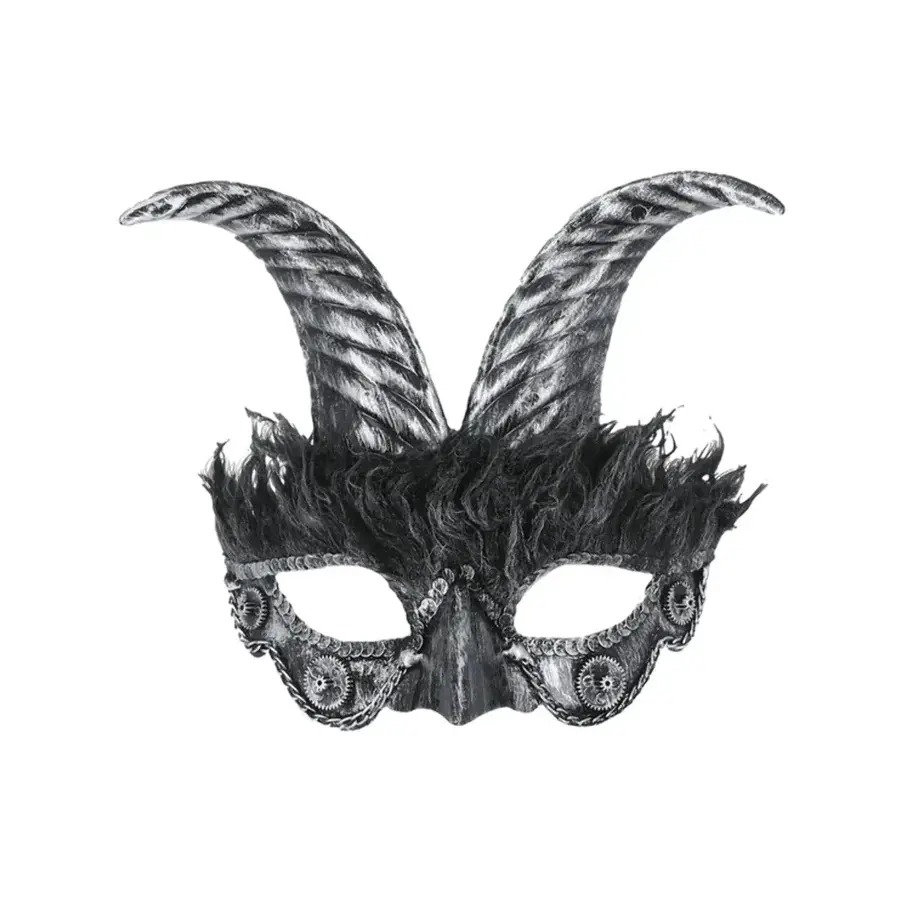 Silver Masquerade Horned Mask-1