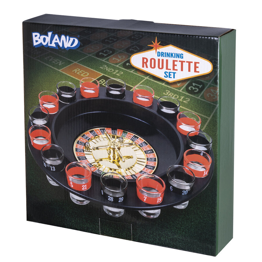 Casino Drankspel Roulette - rad Ø 30 cm, 16 shotglaasjes en 2 balletjes-2