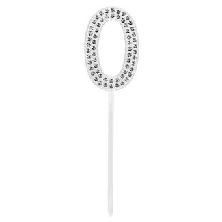 Boland Diamanten Taart Topper '0' - 2.5 x 10.5 cm