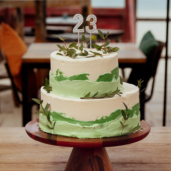 Diamanten Taart Topper '0' - 2.5 x 10.5 cm