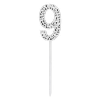 Boland Diamanten Taart Topper '9' - 2.5 x 10.5 cm