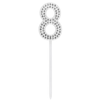 Boland Diamanten Taart Topper '8' - 2.5 x 10.5 cm
