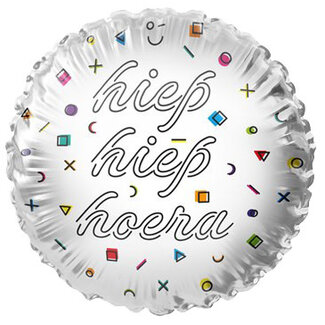 Haza-Witbaard Folieballon Hiep Hiep Hoera - 45cm