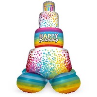 Staande Folieballon Taart - Rainbow Bday