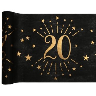 Santex Tafel loper Zwart / Goud - 20 Jaar - 30 x 500cm