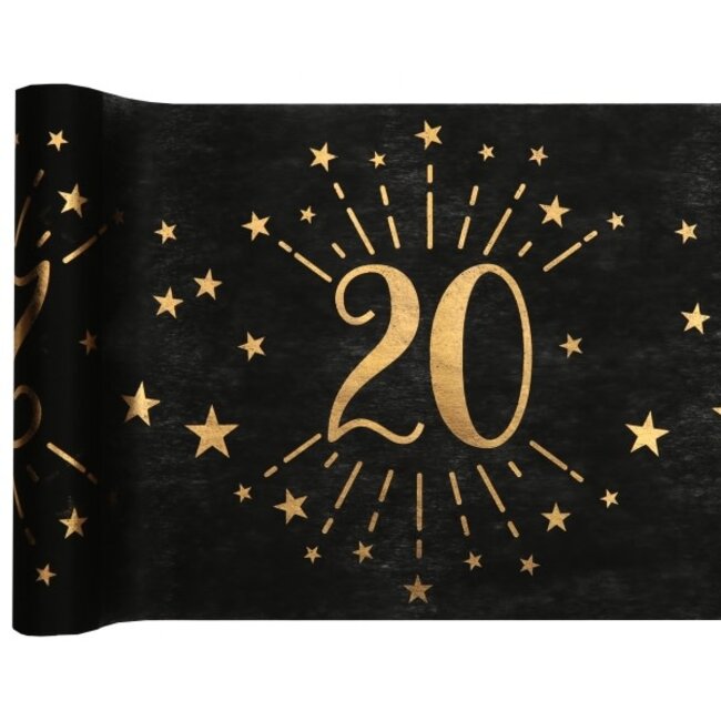 Tafel loper Zwart / Goud - 20 Jaar