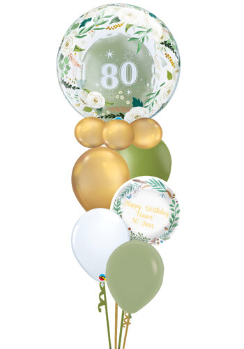 Double Bubble Natural Floral Balloon Set Met Naam 