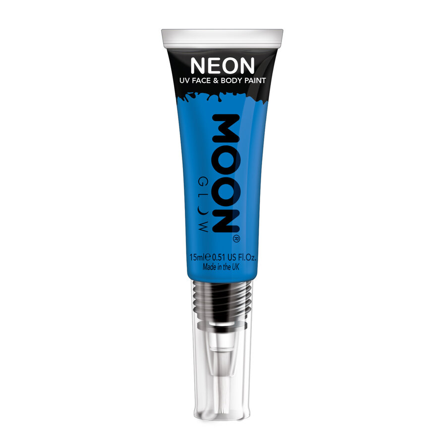 Neon UV Face & Body Gel with brush - Blauw - 15ml-1