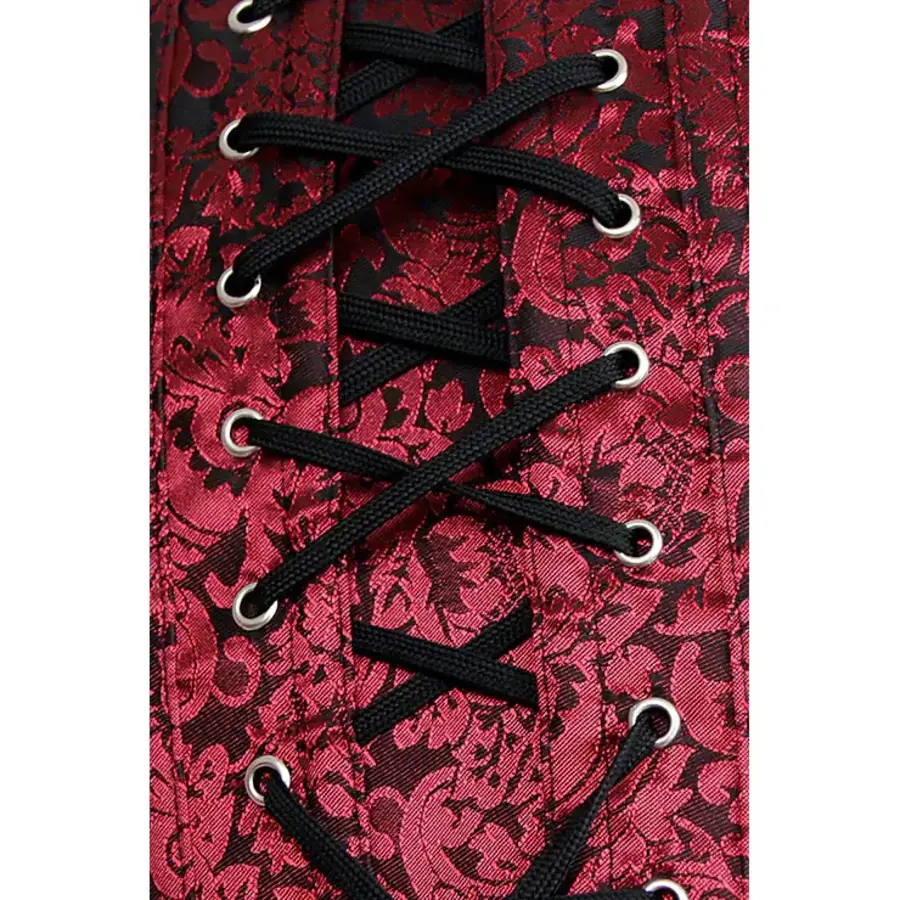 Red Double Buckle Straps Steampunk Corset-4