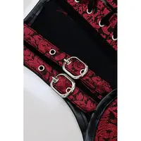 thumb-Red Double Buckle Straps Steampunk Corset-5