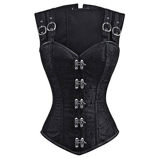 Black Double Buckle Straps Steampunk Corset