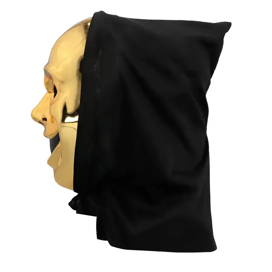 Gezichtsmasker Crazy killer met kap Goud-3