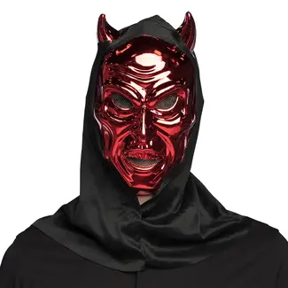 Boland Gezichtsmasker Verblindende duivel met kap Rood