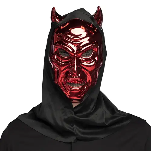 Gezichtsmasker Verblindende duivel met kap Rood 